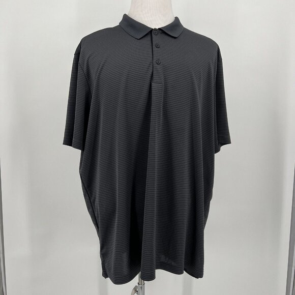 Adidas Mens Golf Polo Shirt 2XL XXL Striped Gray & Black Short Sleeve - Picture 2 of 8